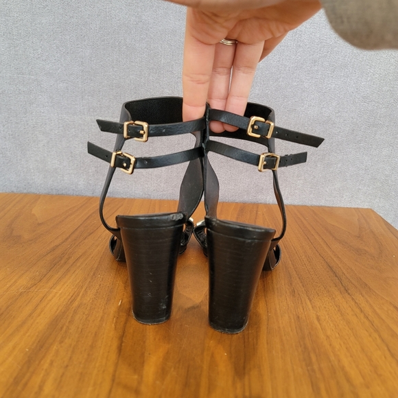 Aldo Size 8 Black Heels with Gold Detail - Picture 3 of 6